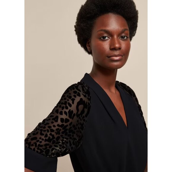 Whistles Black Lina Animal Dobby Dress - Picture 4 of 9